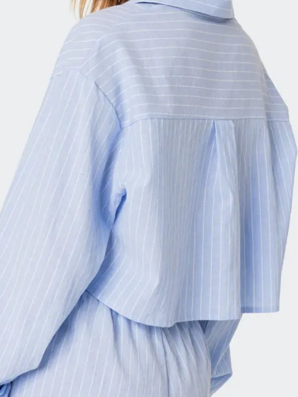 Edikted Light Blue Button-Down Shirt with White Cuffs - Picture 5 of 7